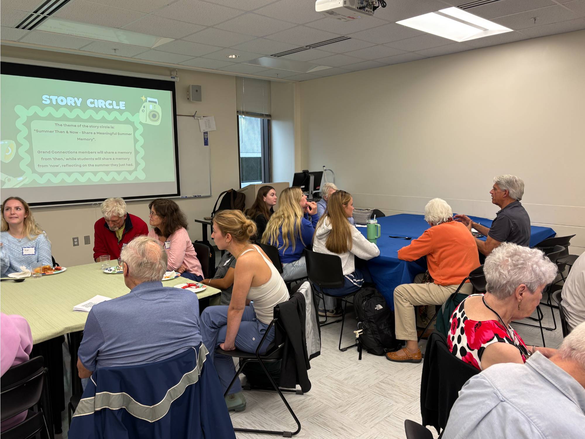 Grand Connection and SAGE members talking in small groups